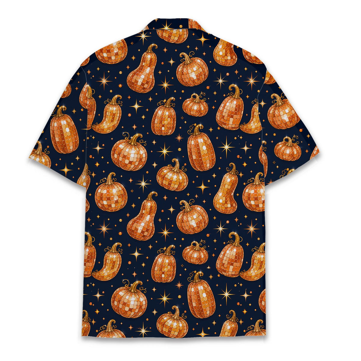 Back view of the navy halloween hawaiian shirt