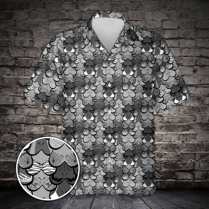 Detailed front view of hawaiian shirt halloween costumes featuring bats and spiderwebs