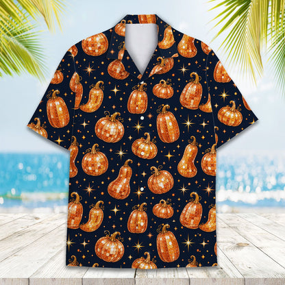 Close up front view of the halloween hawaiian shirt
