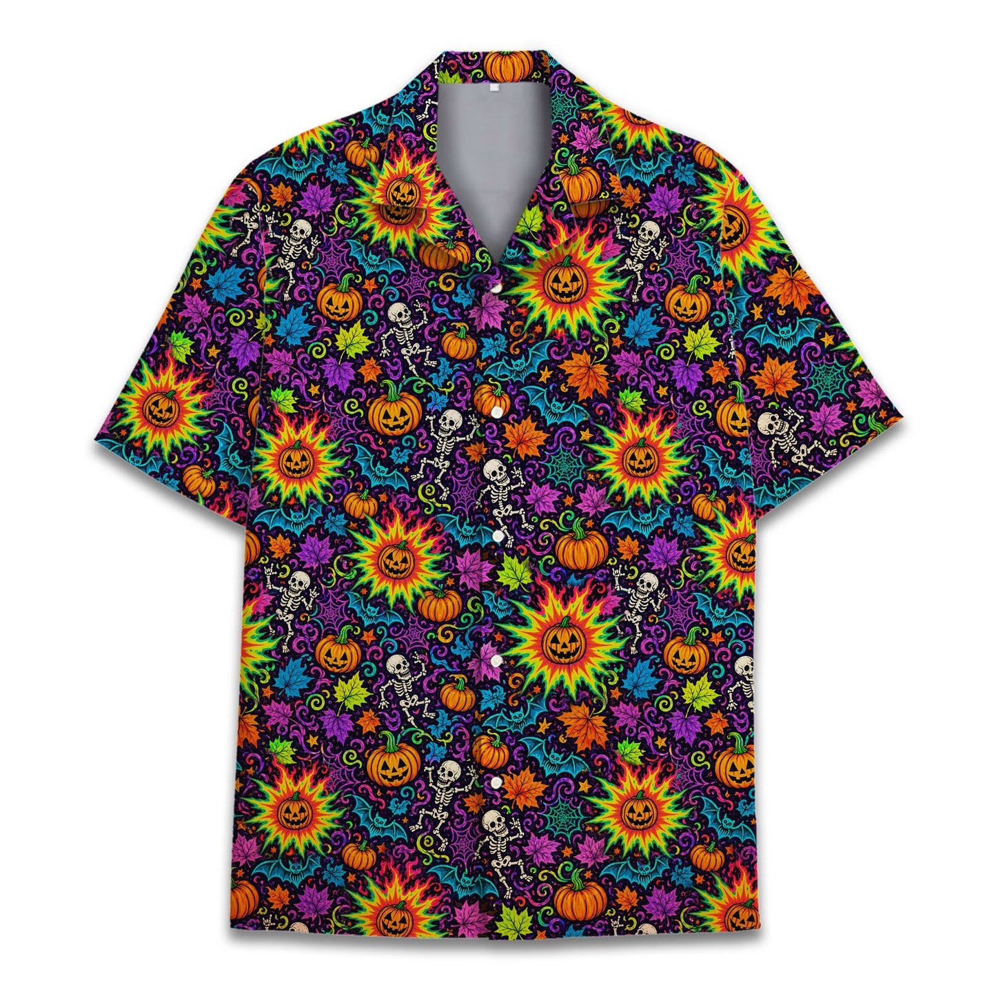 Close-up front view of the matching family Hawaiian shirt print