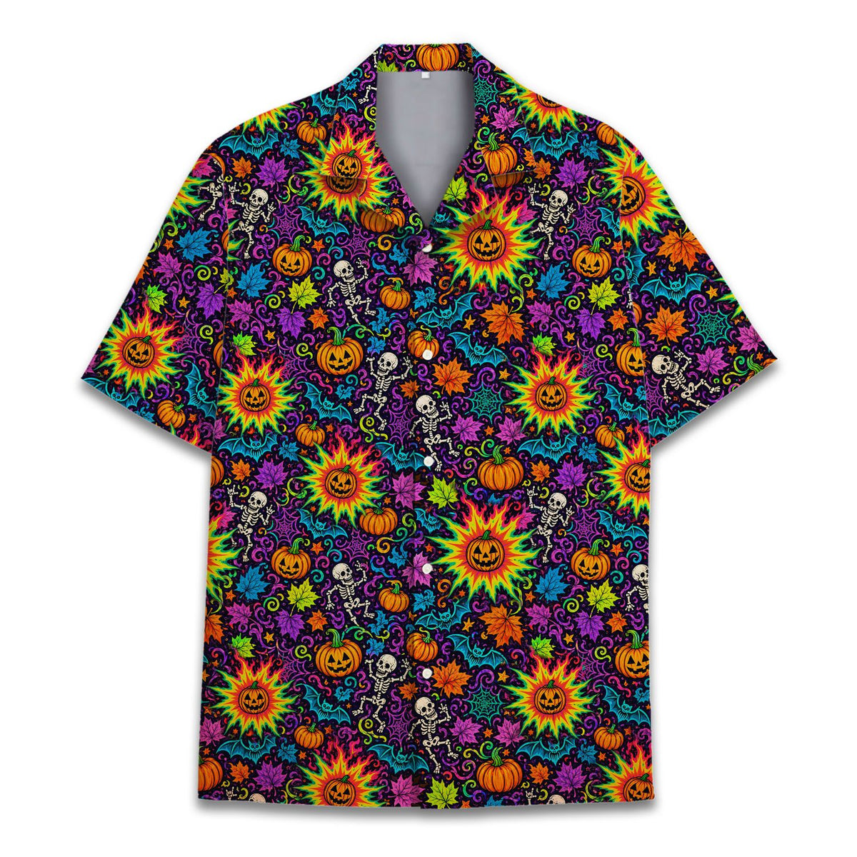 Close-up front view of the matching family Hawaiian shirt print