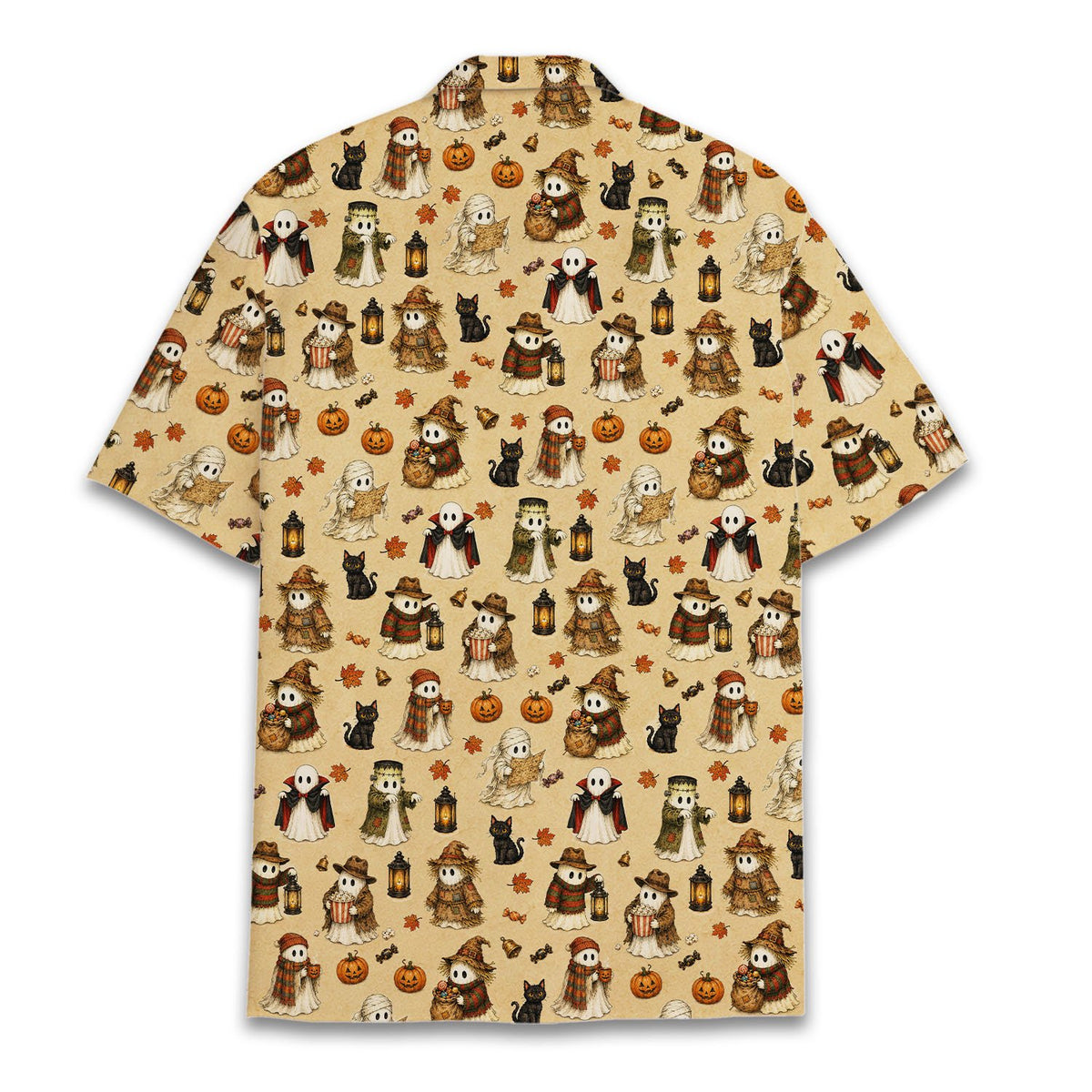 Folded front view of the festive holiday hawaiian shirt