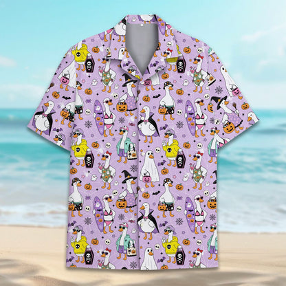 Front view showing the spider webs and bat details on the shirt