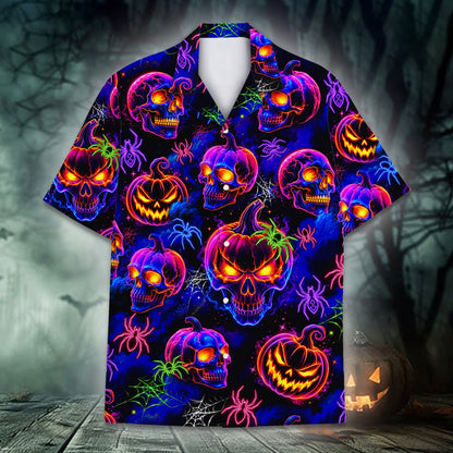 Second lifestyle image showing the neon skull shirt being worn