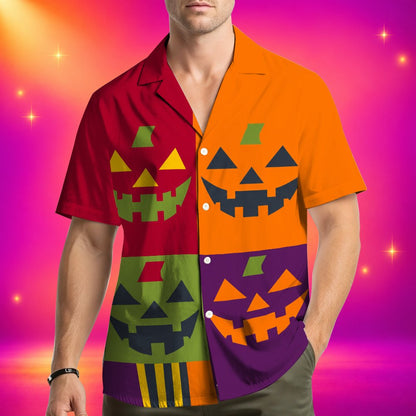 Third lifestyle view of the vibrant halloween hawaiian shirt