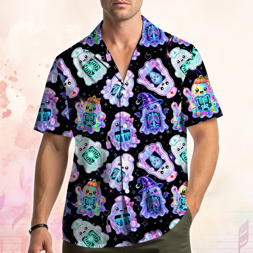 Lifestyle picture showing the comfortable fit of the matching family hawaiian shirt