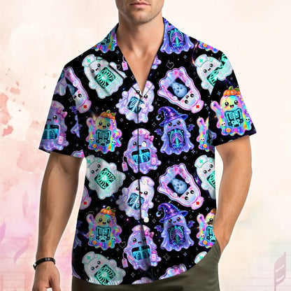 Lifestyle picture showing the comfortable fit of the matching family hawaiian shirt