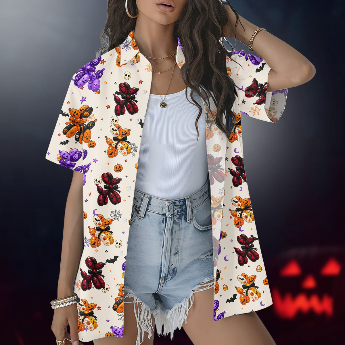 Lifestyle view 6 of matching family hawaiian shirts for Halloween