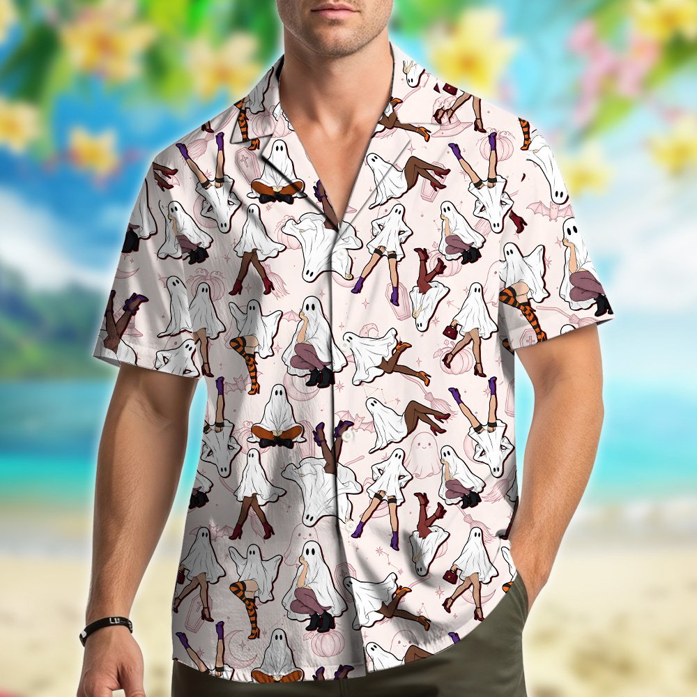 Final lifestyle view of the halloween hawaiian shirt