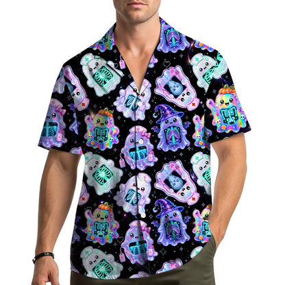 Lifestyle view of someone wearing the matching family hawaiian shirt
