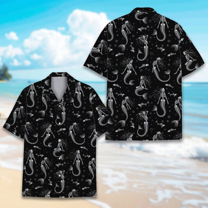 Close up view showing the skeletal fish and bubbles design elements