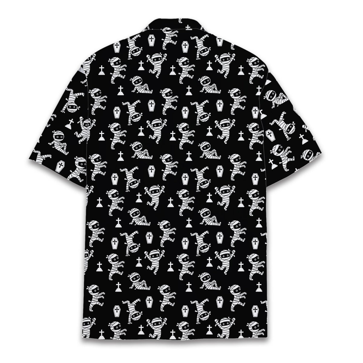Back view of the halloween mummy hawaiian shirt