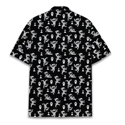 Back view of the halloween mummy hawaiian shirt
