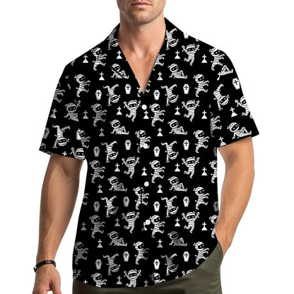 Halloween mummy hawaiian shirt main view on a black background