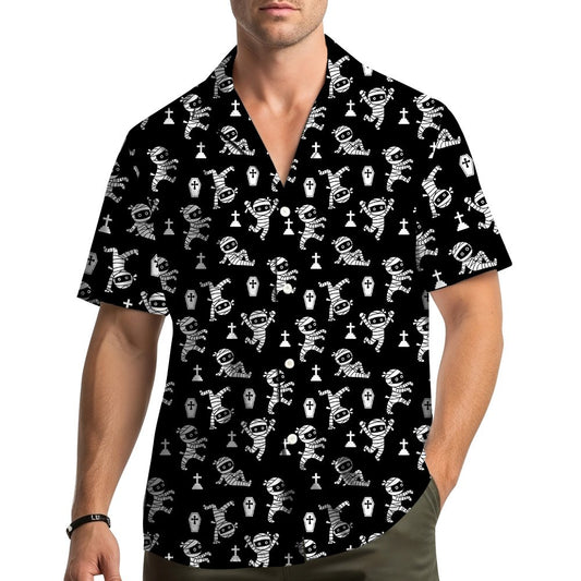 Halloween mummy hawaiian shirt main view on a black background