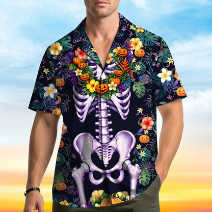 Detailed front view of the polyester matching family hawaiian shirt
