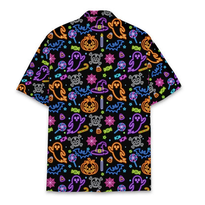 Back view of the matching family hawaiian shirt with glowing outlines