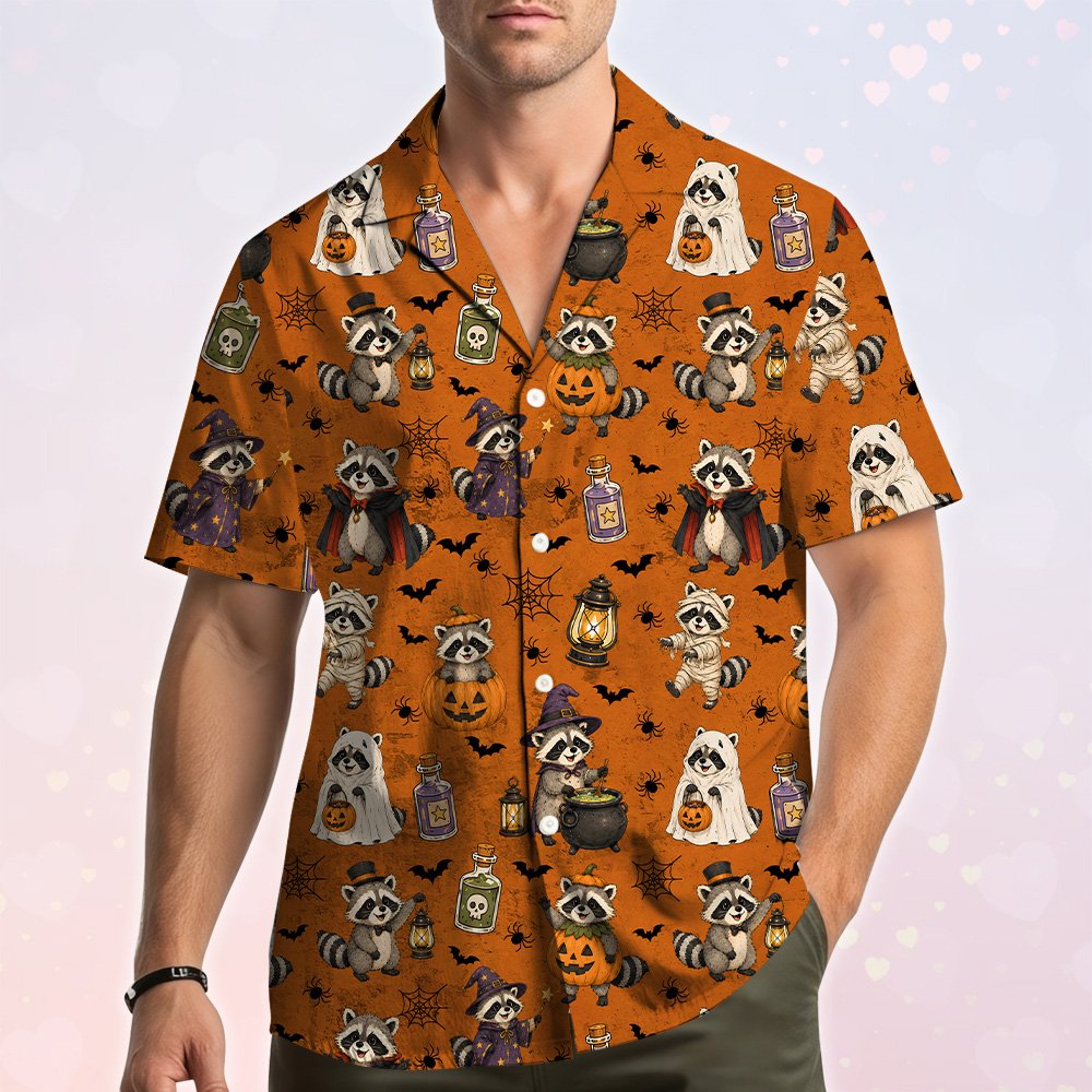 Lifestyle view of a person wearing the matching family hawaiian shirt, pose 2