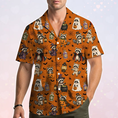 Lifestyle view of a person wearing the matching family hawaiian shirt, pose 2