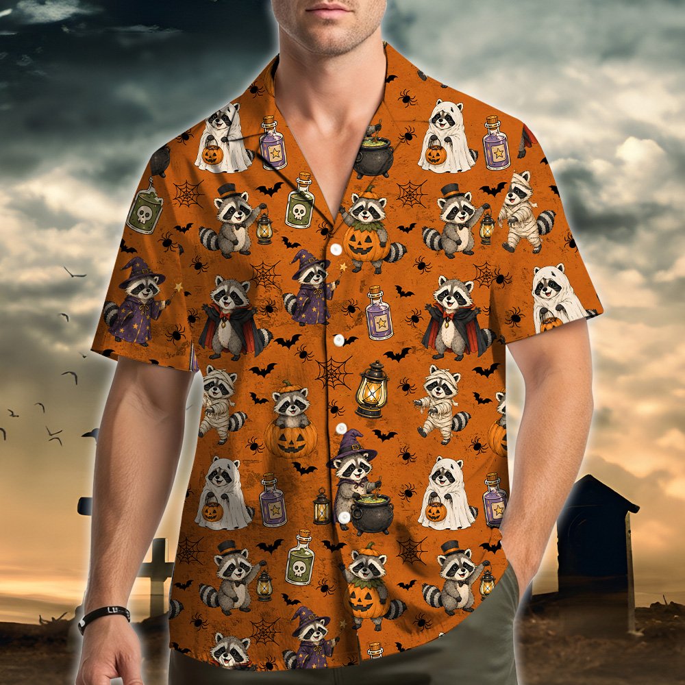 Lifestyle view of a person wearing the matching family hawaiian shirt, pose 3