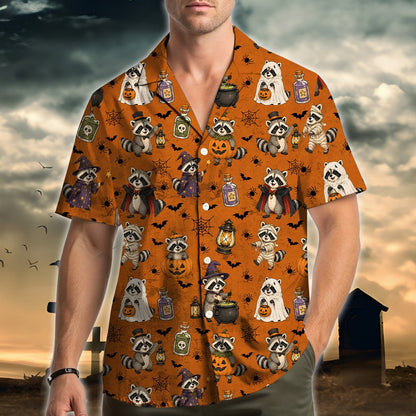 Lifestyle view of a person wearing the matching family hawaiian shirt, pose 3