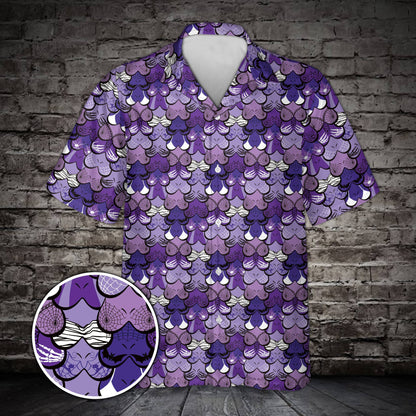 Purple matching family hawaiian shirts halloween design front view