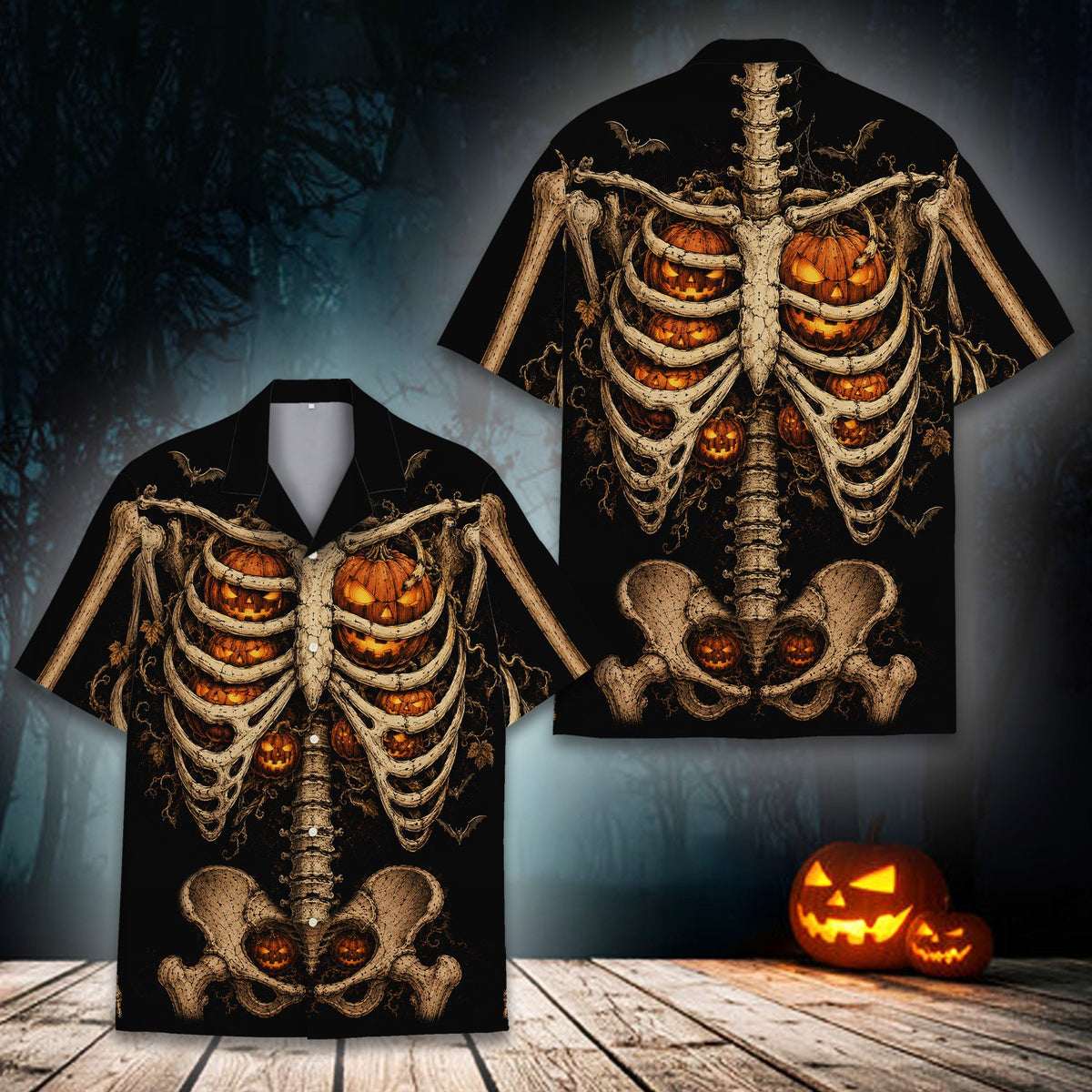 Detailed back view of the matching family hawaiian shirts