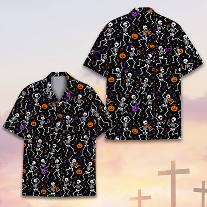 Alternate front view of the halloween hawaiian shirt