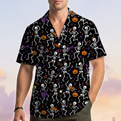 Second lifestyle image showing an adult wearing the matching family hawaiian shirt outdoors
