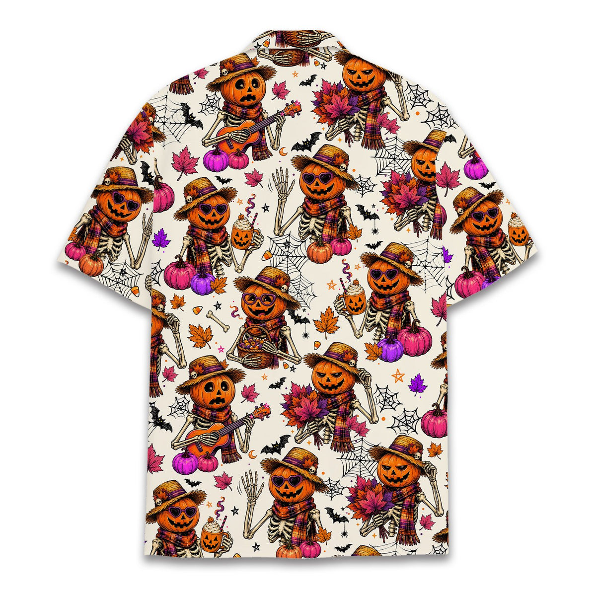 Full back view of the off-white matching family hawaiian shirt