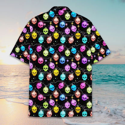 Back view of the hawaiian shirt halloween and christmas blend