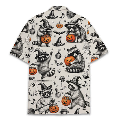 Back view of the matching family halloween hawaiian shirt