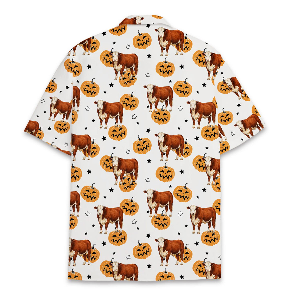 Back view of the white halloween hawaiian shirt