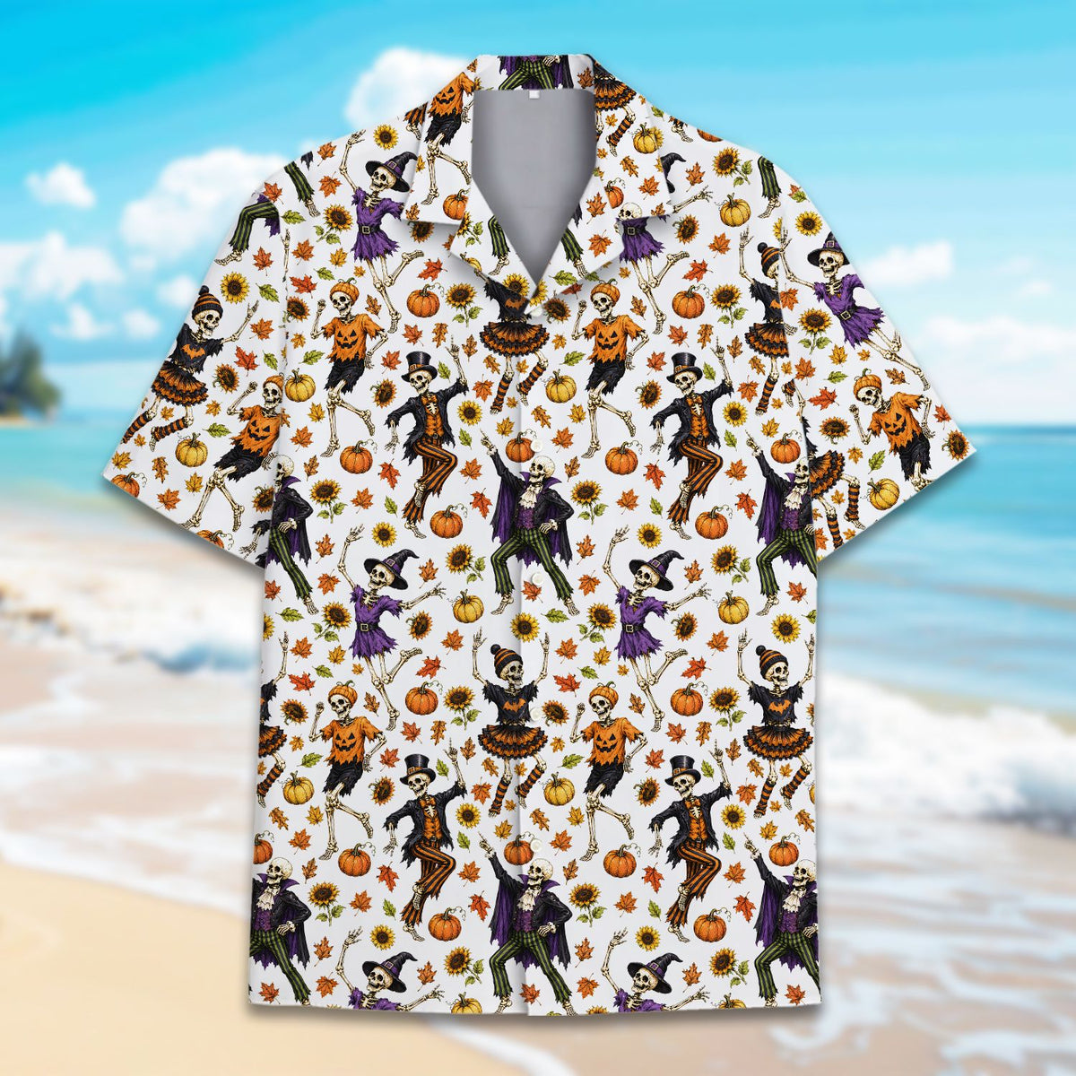 Full front layout of the halloween matching family hawaiian shirt