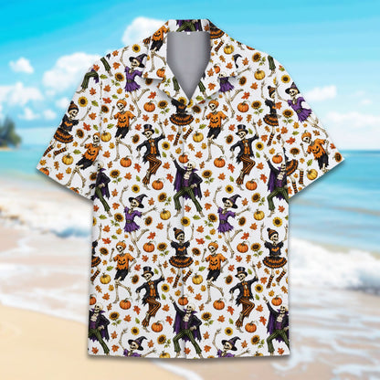 Full front layout of the halloween matching family hawaiian shirt