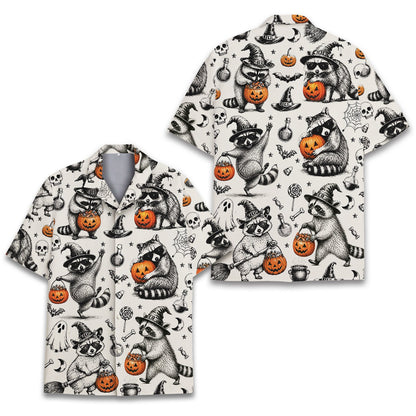 Additional front view displaying the holiday pattern on the hawaiian shirt