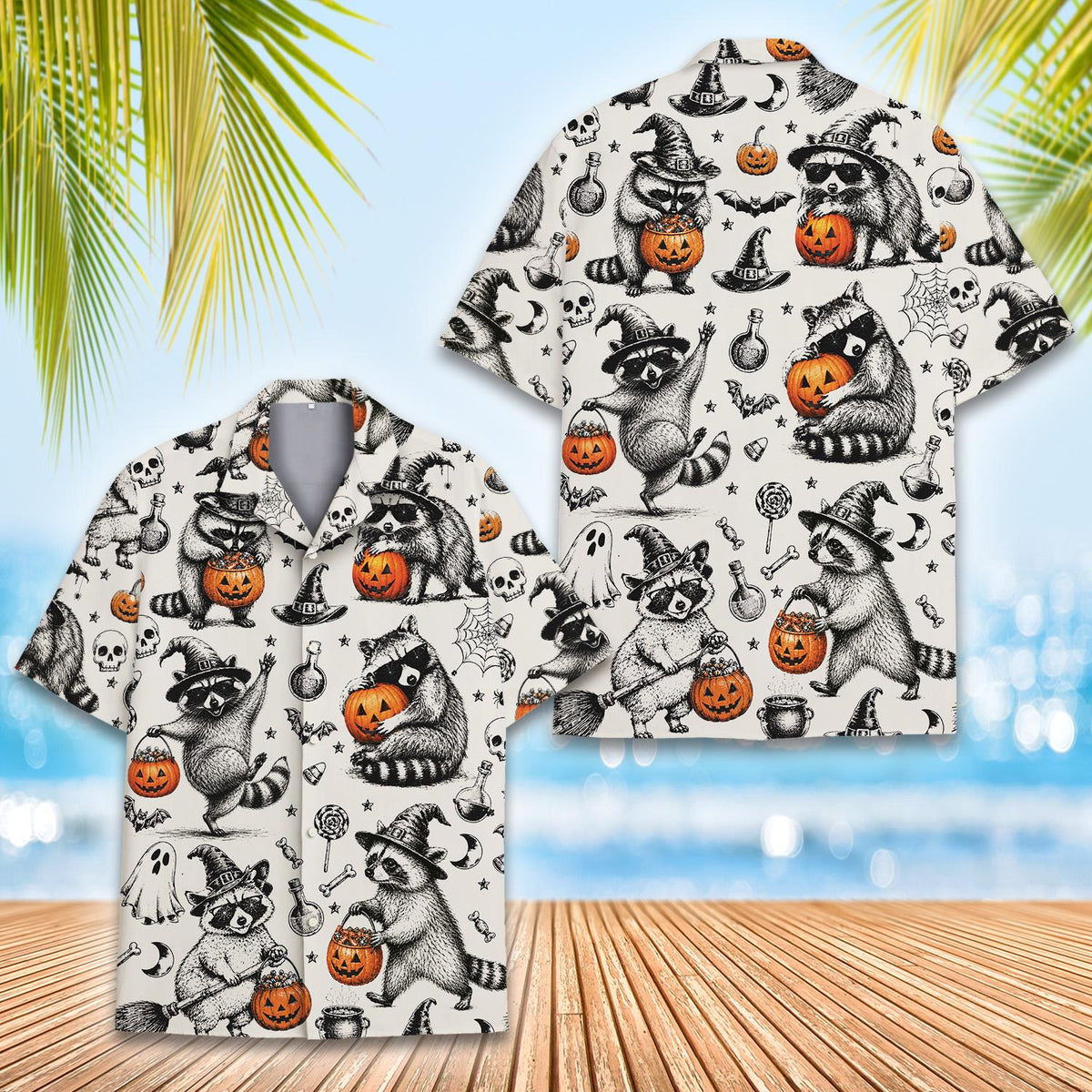 Final front view of the polyester halloween hawaiian shirt