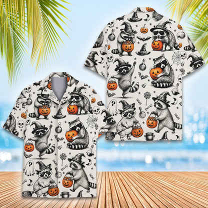 Final front view of the polyester halloween hawaiian shirt