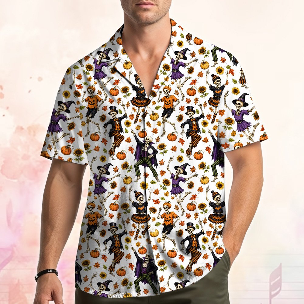 Second lifestyle view showing the matching family hawaiian shirt in a festive setting