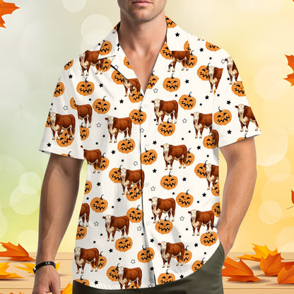 Second lifestyle view of the festive halloween hawaiian shirt