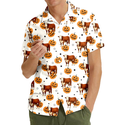 Third lifestyle view showcasing the cow and pumpkin pattern