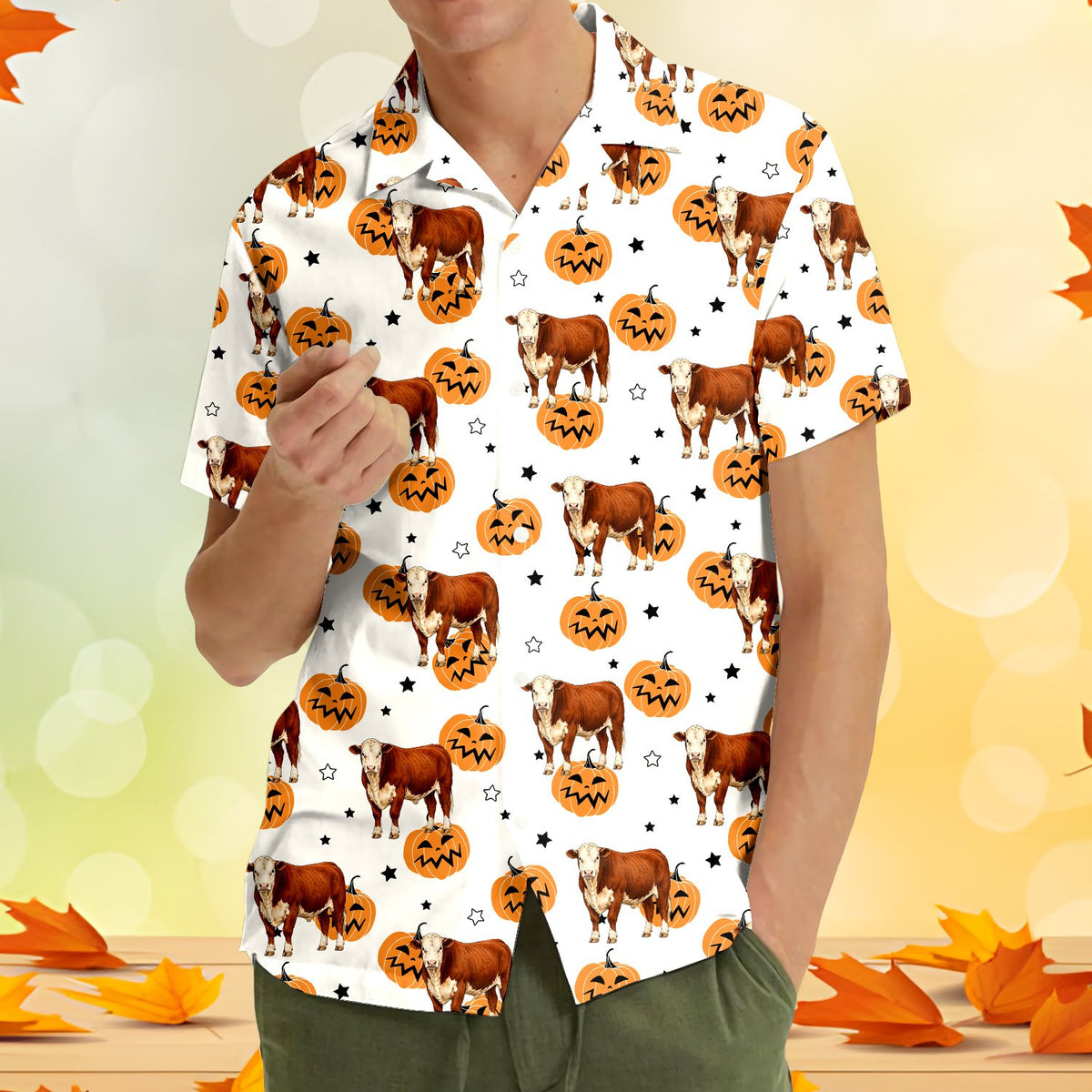 Fourth lifestyle view of the matching family hawaiian shirt