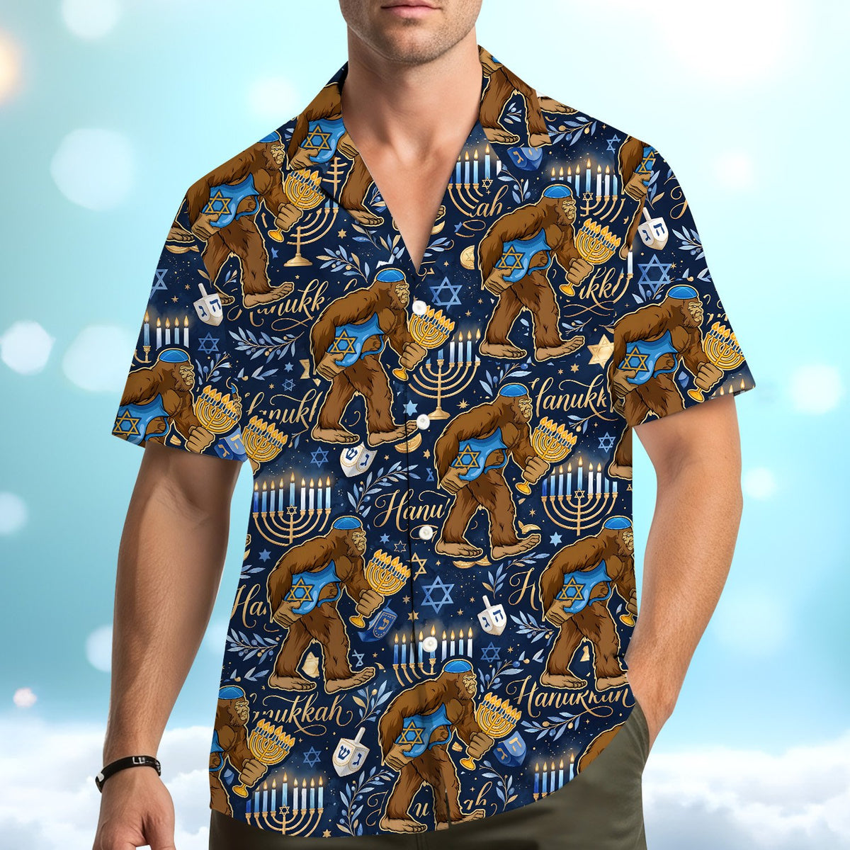 Second lifestyle view featuring the festive bigfoot holiday shirt