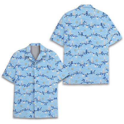 Another front view of the hanukkah button-down shirt