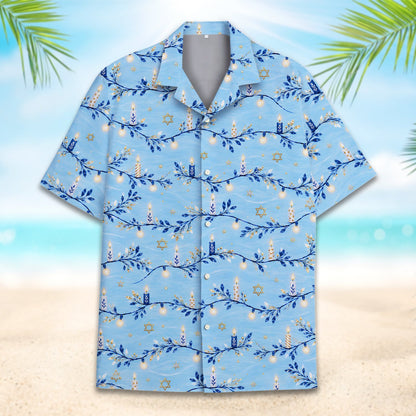 Front view detailing the matching family hawaiian shirts design elements
