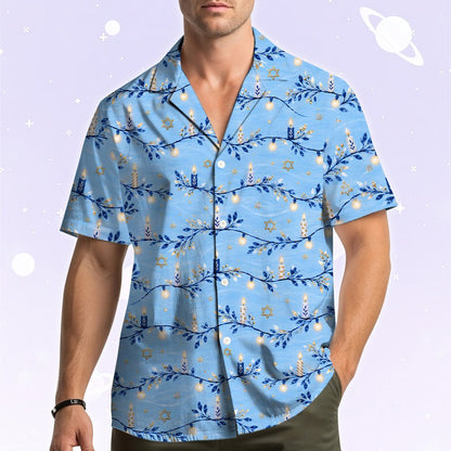 Second lifestyle view featuring the holiday button-down shirt