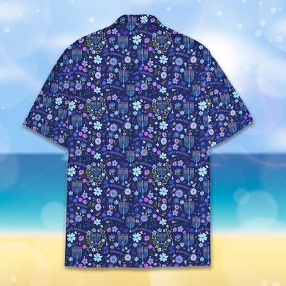 Back view of the Hanukkah menorah and floral shirt, variant 3