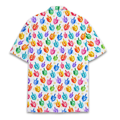 Back view of the white hanukkah hawaiian shirt
