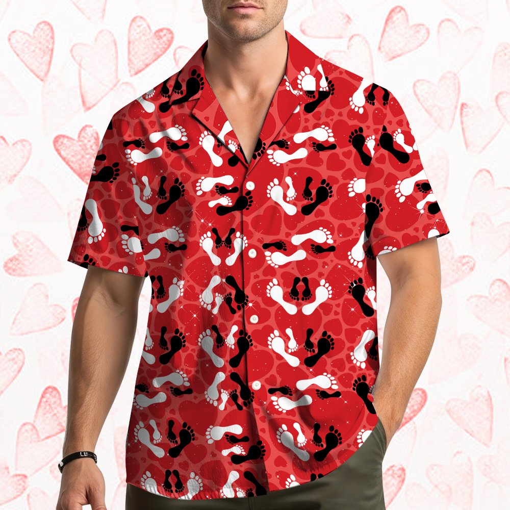 Fourth lifestyle view of the matching family hawaiian shirts in a casual setting