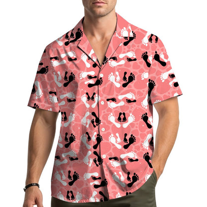 Lifestyle view of a family wearing matching family hawaiian shirts